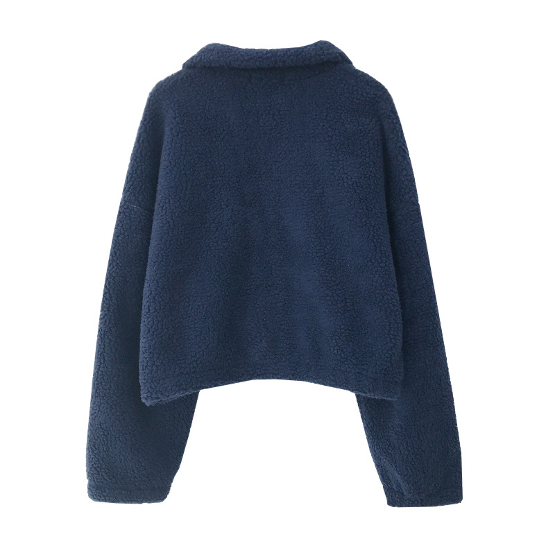 Picture of Lamb wool sweater women's 2025 autumn and winter fleece-lined thickened loose cardigan zipper collar coat coat tide