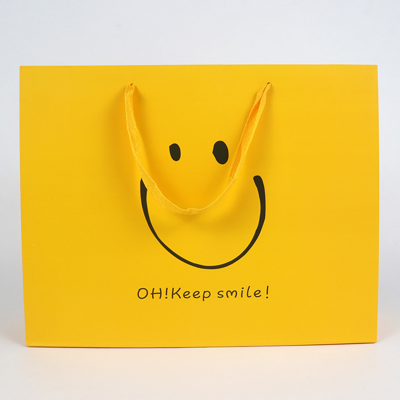 Smiling Face Celebration Bag Cartoon Children's Bag Smiling Handbag Welcome Shopping Supermarket Bag Take-out Milk Tea Packing Bag