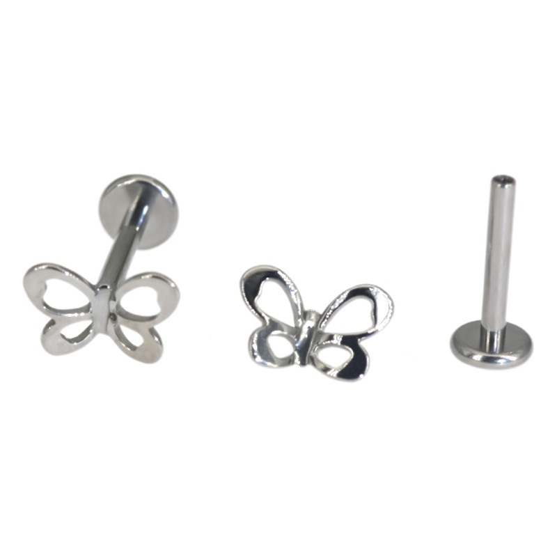 F136 Implanted Titanium Alloy Hollow Butterfly Lip Nail Ear Bone Nail Trus 1.2mm Internal Teeth 0.9 Mouth