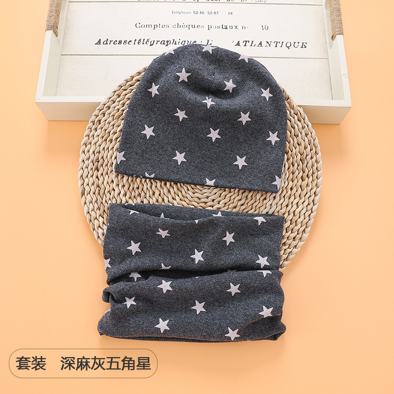 Picture of New baby double hat suit warm Amazon foreign trade wholesale printing children's scarf hat suit