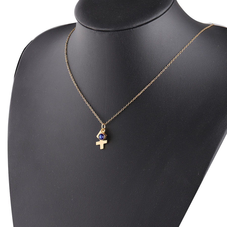 Picture of Golden Twelve Constellation Necklace Lucky Birthstone Birthstone Necklace European and American Constellation Necklace Stainless Steel Jewelry