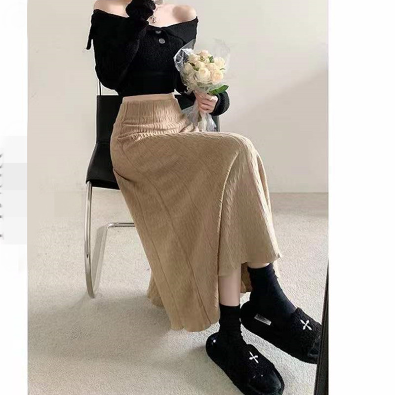 [Pack] 24 Winter Thunder 2024 Winter with Sweater Skirt Winter Long Large Umbrella Skirt Beige Needle