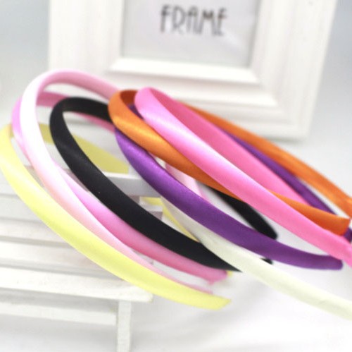 Picture of 10mm Candy-Colored Cloth-Wrapped Thickeneded Headband DIY Hairband Material Hair Accessories 1cm Satin Set Cloth Headband