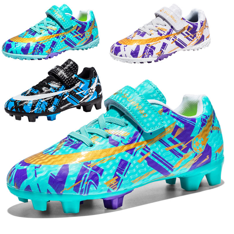 On behalf of the new cross-border children's football shoes students boys and girls TF broken nails velcro women's training sneaker