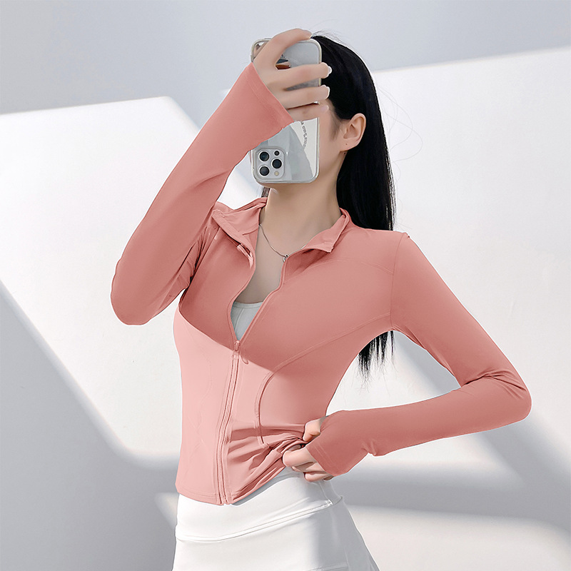 Picture of Juyitang Sun Protection Yoga Clothing Nude Outdoor Tight Breathable Sports Fitness Jacket Top for Women