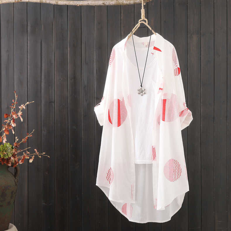 Picture of Literary Letters Mid-Length Fashionable Printed Loose Sun Protection Clothing Thin Cardigan Jacket for Women Spring and Autum 2025 New Style