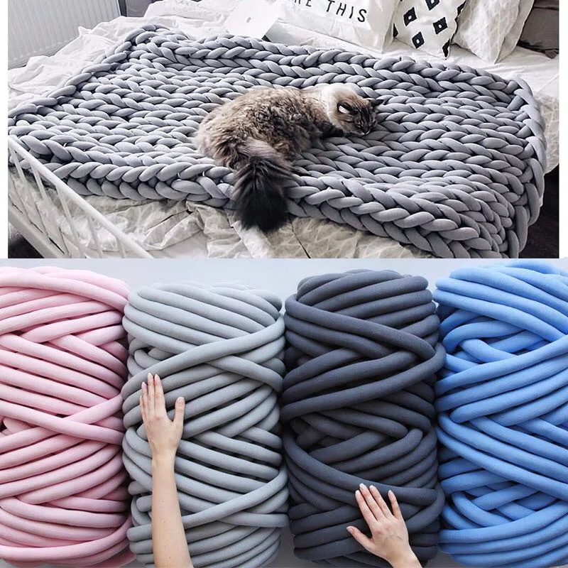 Coarse wool blanket cloth strip wool OHHIO core-filled cotton core-spun yarn selling pocket thread hand-woven blanket finished product