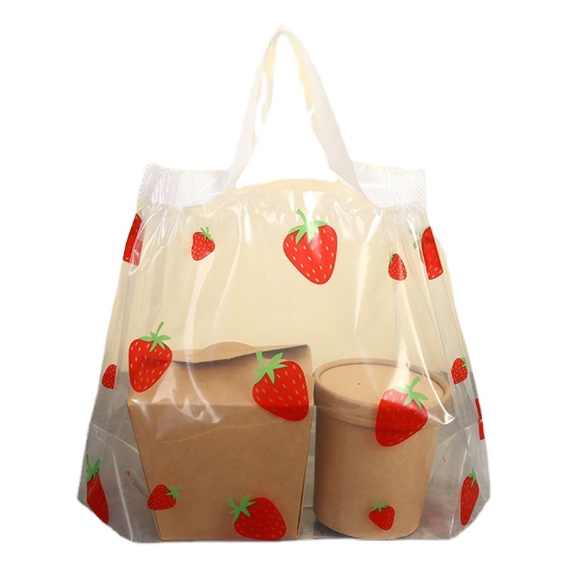 Transparent Bundle Pocket Commercial Catering Takeaway Packaging Disposable Plastic Bag Shopping Tote Bag Wholesale
