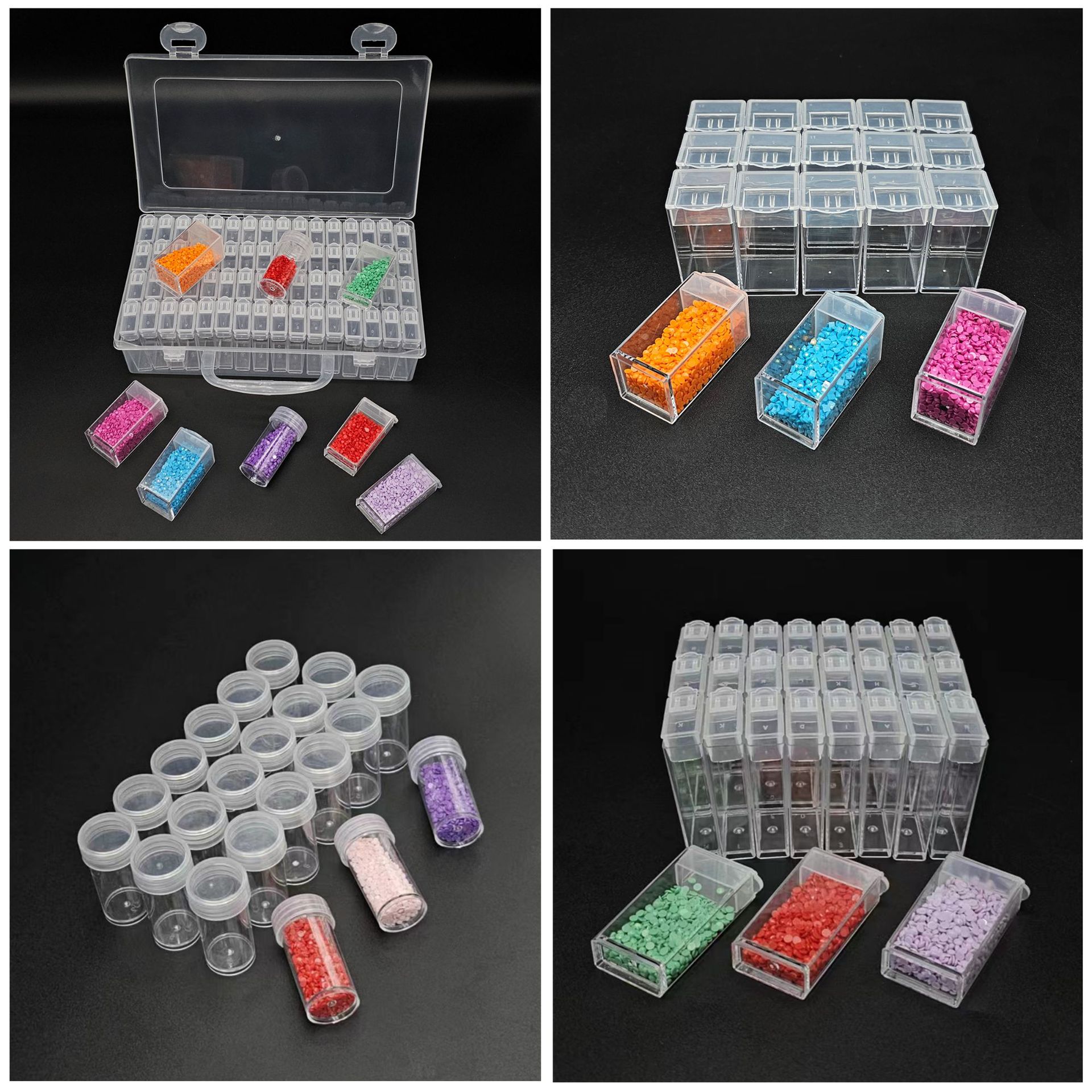 Diamond Painting Transparent Storage Box DIY Square Round Plastic Bottle Beaded Glass Rice Beads Bottling Box Set