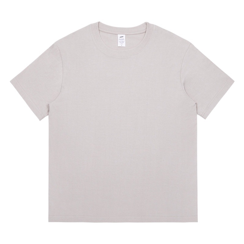 Japanese Style 230g Pure Cotton Short-Sleeved T-Shirt Women's Right Shoulder Round Neck Top Pure Color Half-Sleeved Bottoming Shirt Clothes Men's Wholesale