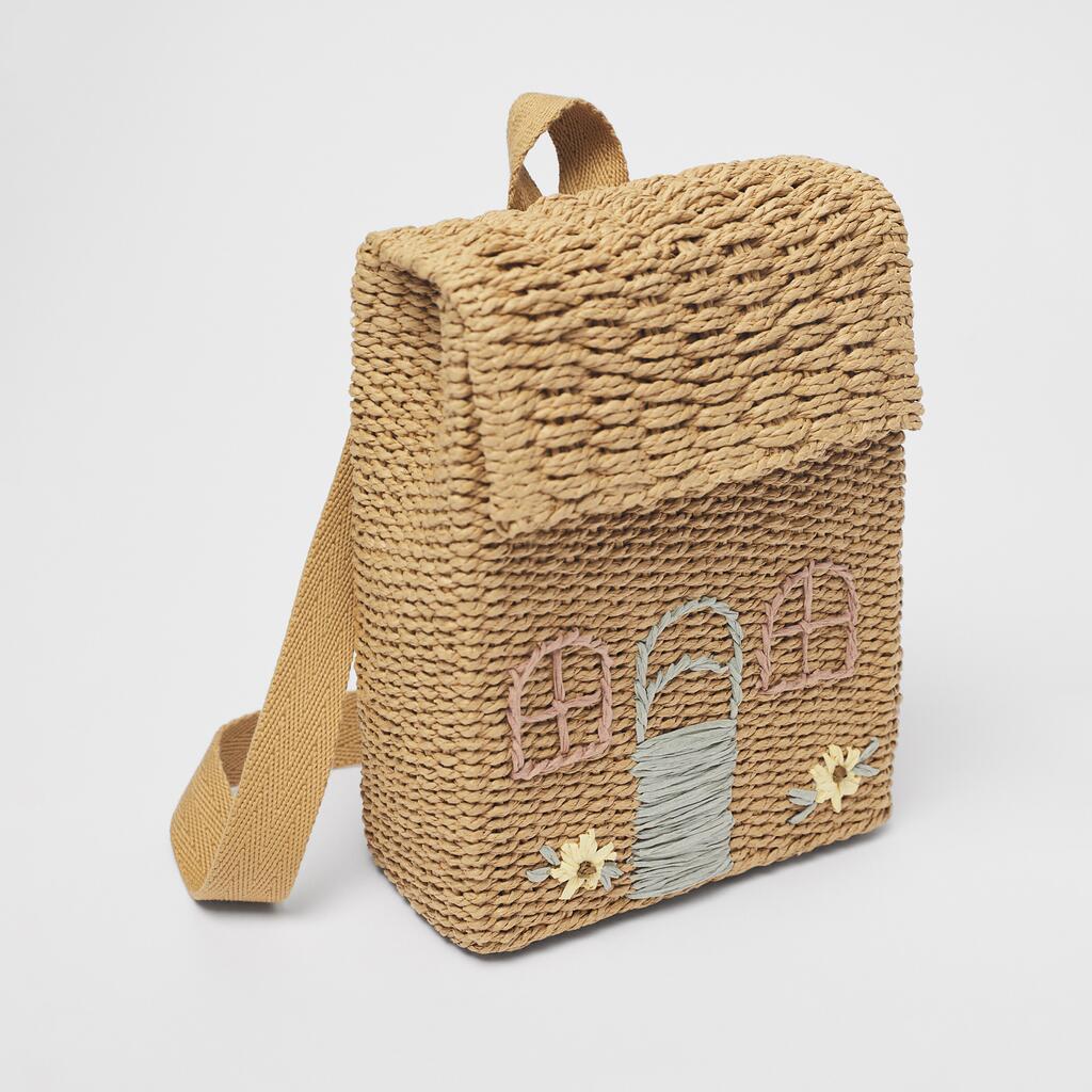 Picture of Children's Backpack Girl's Straw Bag Student's Bag New Children's Bag Cute Small House Woven Backpack Mini