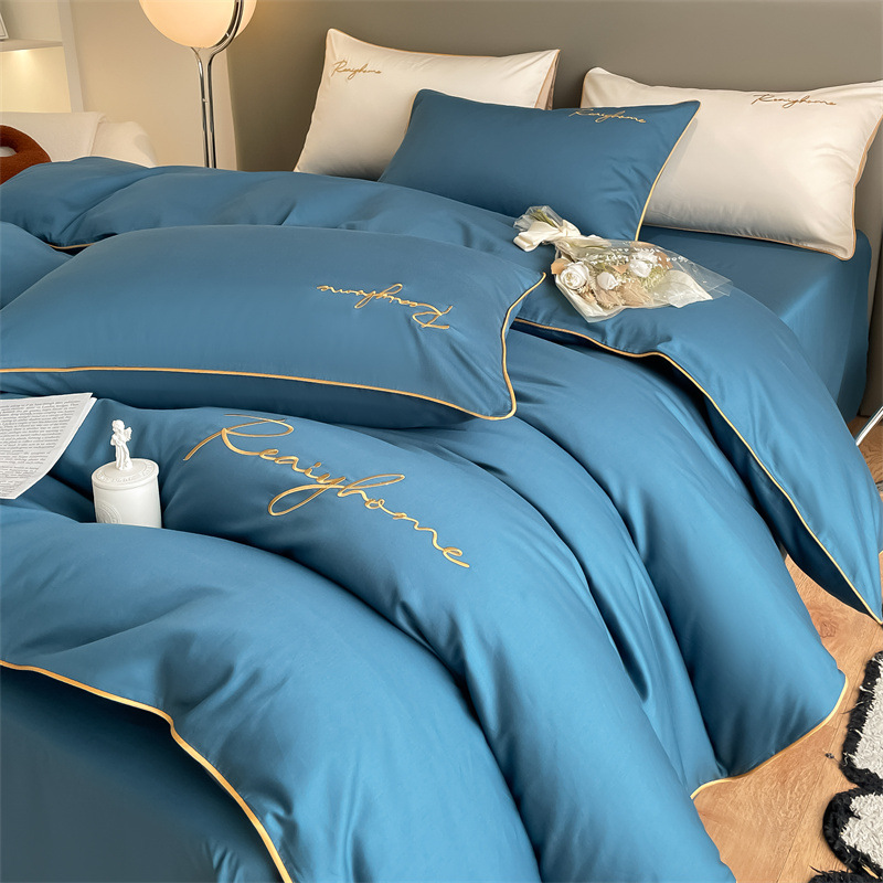 Picture of Light luxury 120 long-staple cotton quilt cover single piece pure cotton quilt cover solid color double-piece quilt cover Nantong bedding