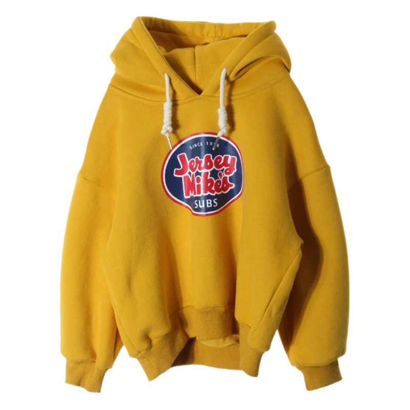 Girls' Mid-Autumn and Winter Fleece-Lined Thickened Hooded Sweatshirt 2022 New Style Girl's Western-Style Letter Printed Loose Top