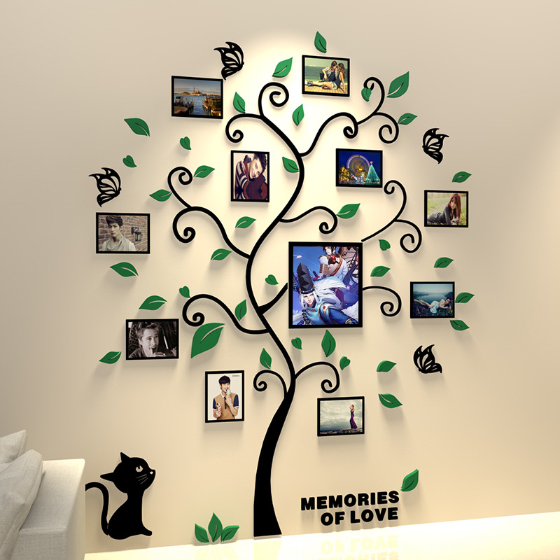 Picture of Cat Photo Frame Tree 3D Acrylic Stereo Wall Stickers Entrance Living Room Dining Room Bedroom Children's Room Wall Decoration
