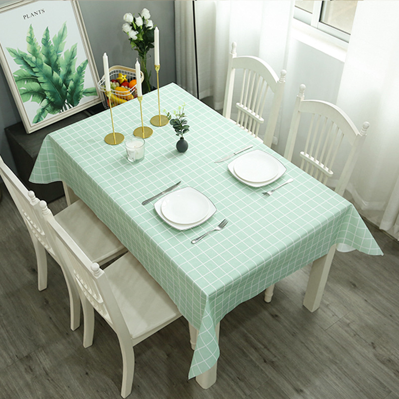 Picture of Home Nordic Tablecloth Modern Simple Style Tablecloth Fruit Anti-scalding Waterproof Oil-proof Disposable PVC Plaid Tablecloth