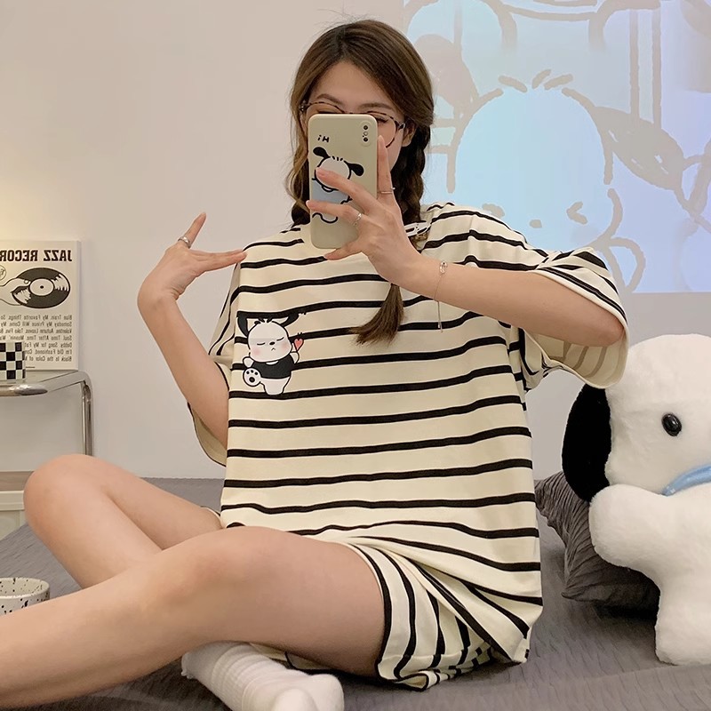 Picture of 2024 Summer Short-sleeved Pajamas Female Students Loose plus size Cute Home Clothes Two-piece Suit Spring and Autumn Summer