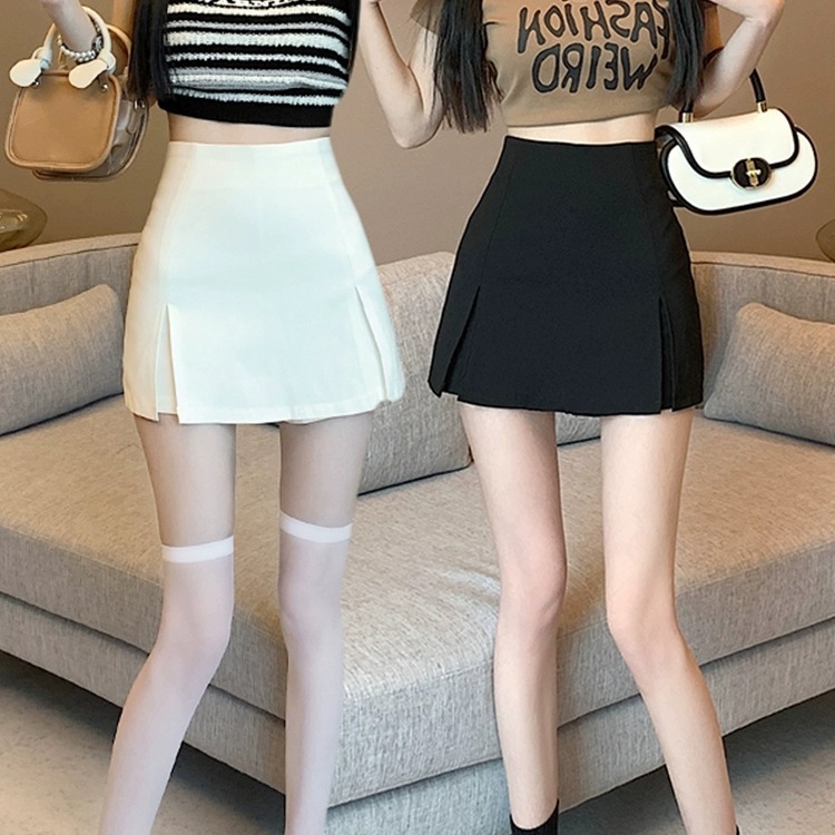 Petite Skirt Spring/Summer 2023 Sexy Hot Girl Hip-Hugging High-Waisted Slimming Versatile A-Line Anti-Exposure Short Skirt