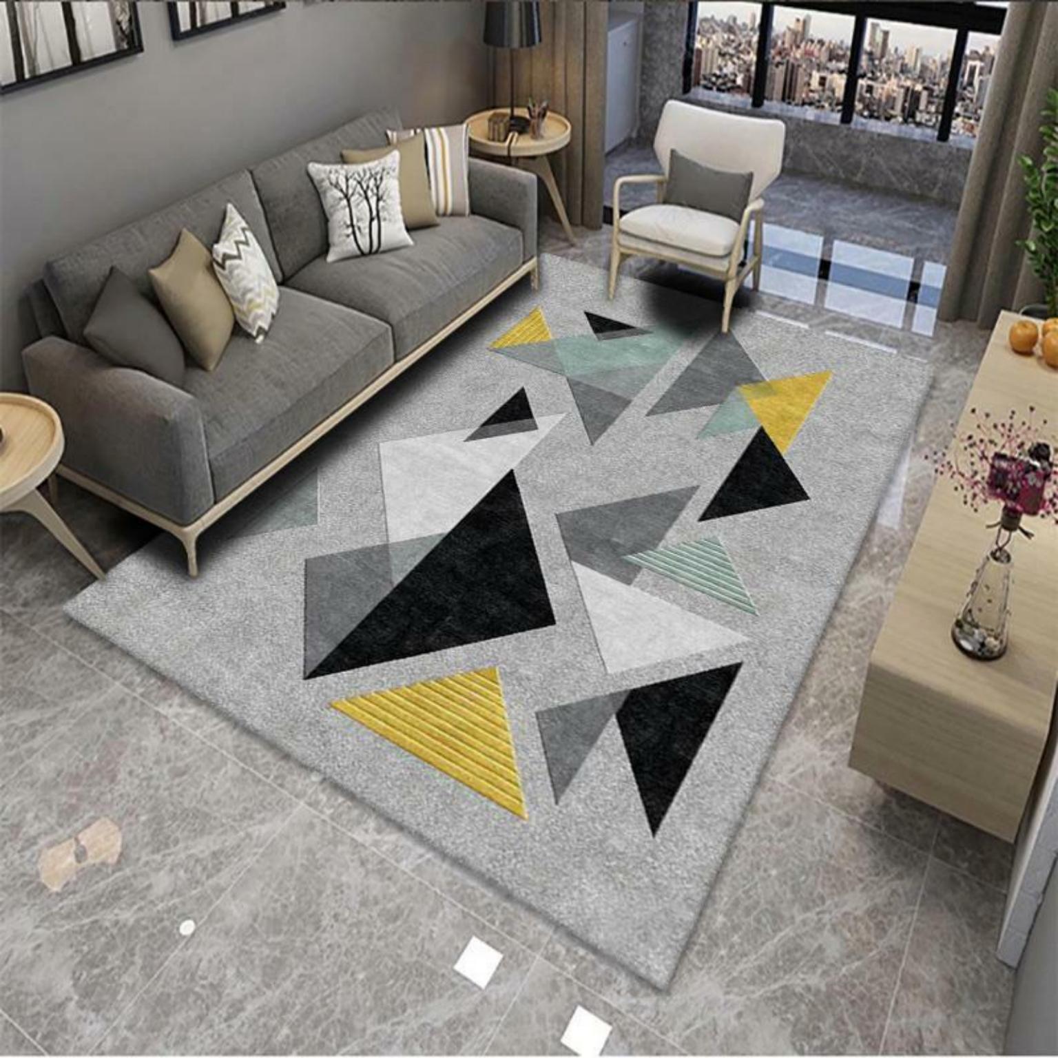 Picture of Modern Simple Living Room Carpet Geometric Pattern Home Study Sofa Printing and Dyeing Carpet Homestay Hotel Carpet Floor Mat
