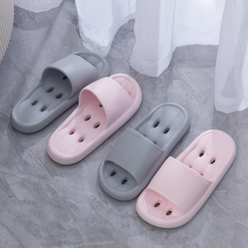 Leakage Slippers Women's Summer Non-slip EVA Hollow Quick-drying Slippers Hotel Home Bathroom Bathing Men's TEMU