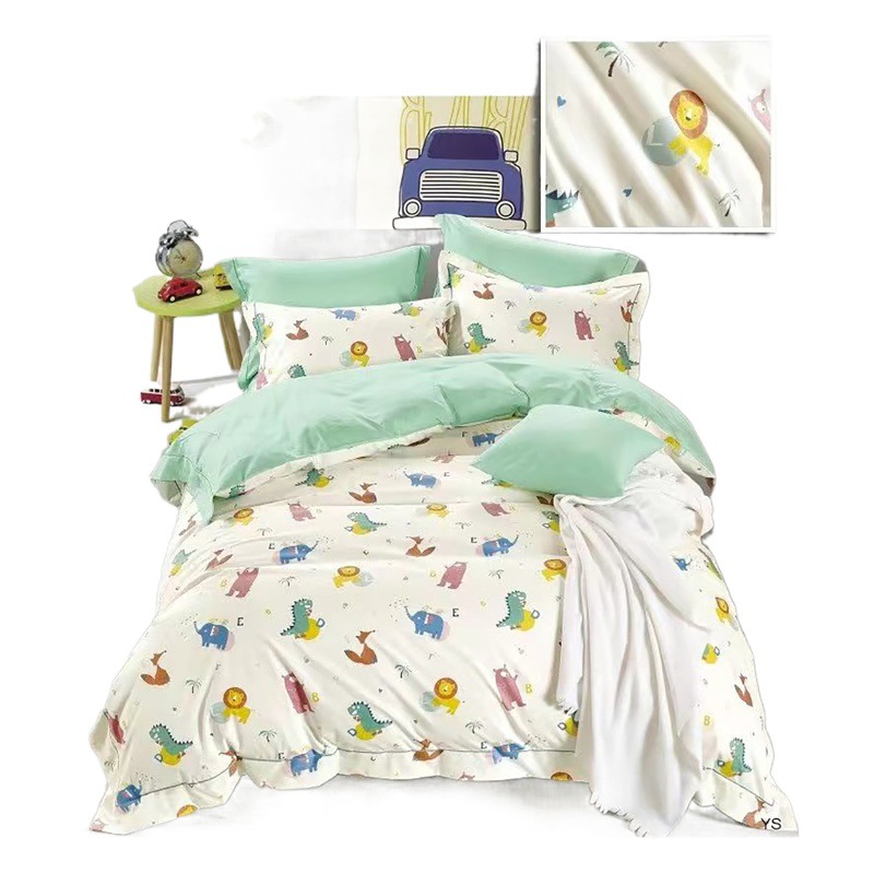 Animal Cartoon Flower Cloth 60 Satin Reactive Printing Pure Cotton Dinosaur Cartoon Pattern Printing Cloth New House
