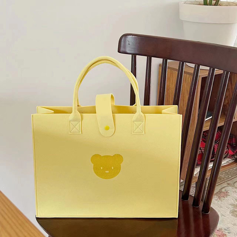 Picture of Cute bear felt handbag new simple all-match Fashion handbag open shoulder bag printable LOGO