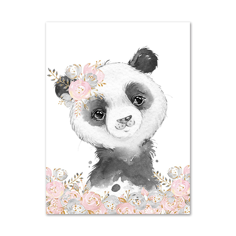 Picture of Cartoon animal Children Baby English letters Custom Baby Name bedroom canvas hanging painting decorative painting core
