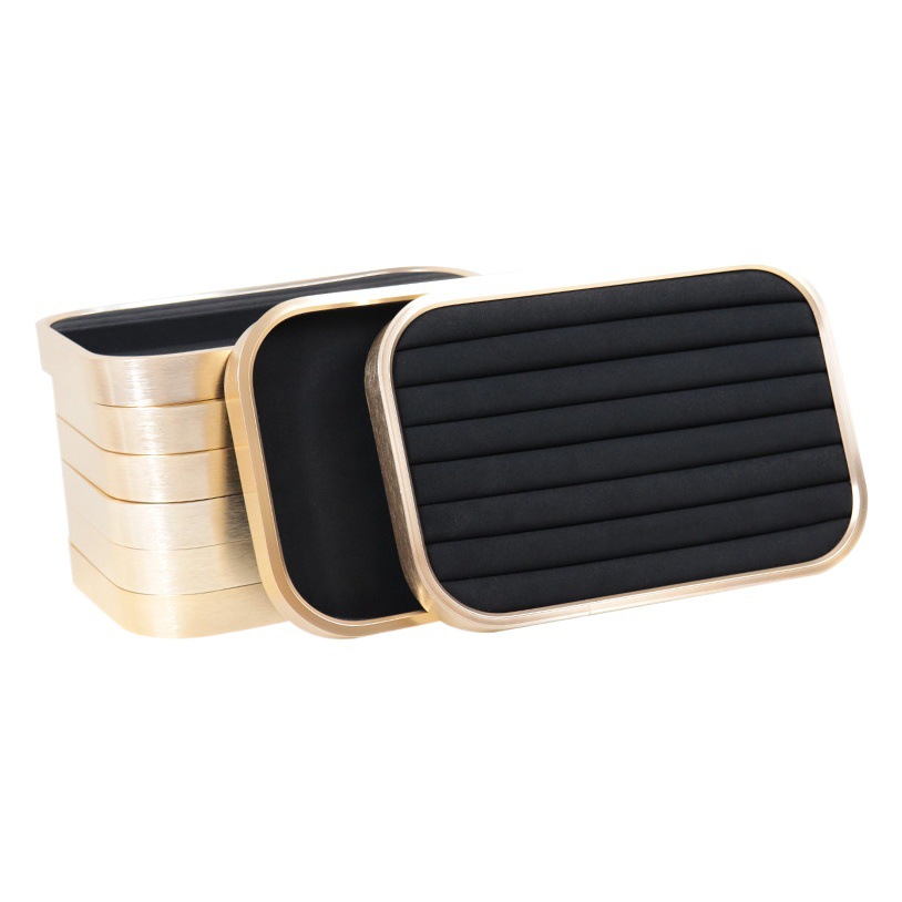 Rounded Microfiber Jewelry Display Tray Jewelry Storage Tray Ring Tray Metal Edge Jewelry Display Tray