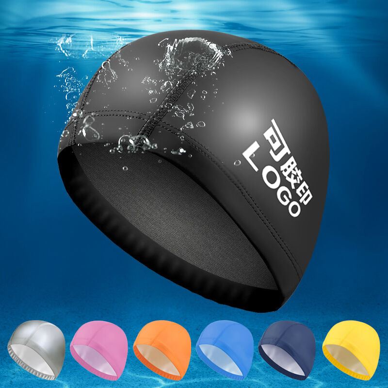 Pu swimming cap factory wholesale high elastic waterproof breathable head large swimming cap adult men and women PU coated swimming cap