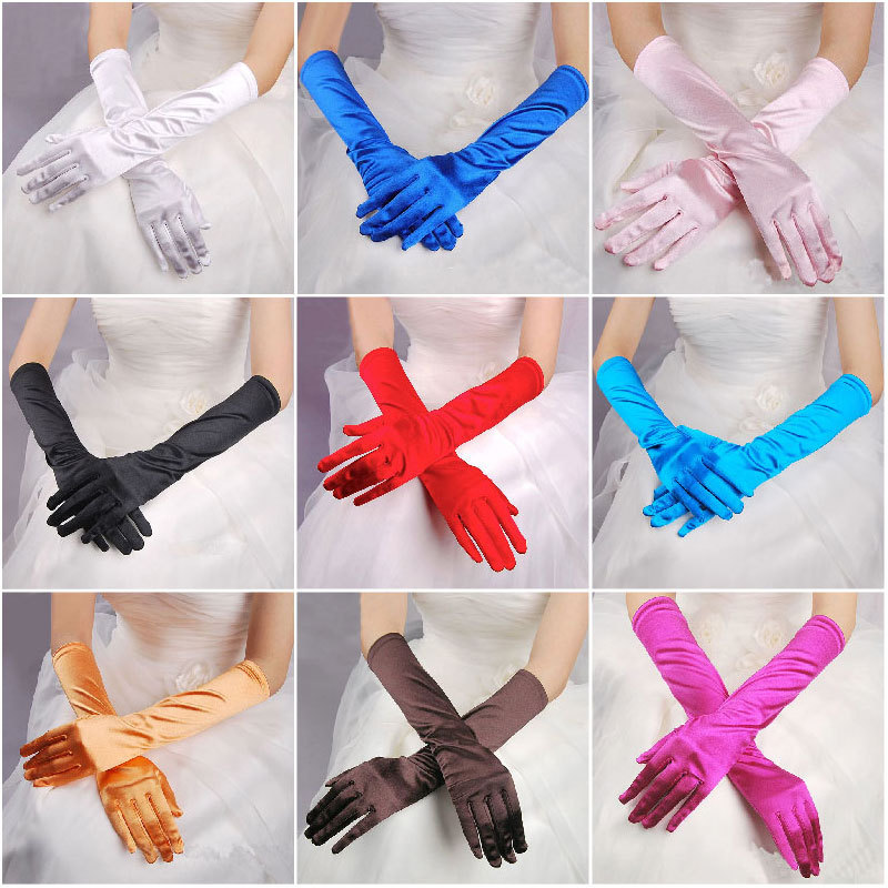 Bridal Gloves Satin Long Satin Retro Wedding Photo Accessories Travel Photography Sunshade Wedding Dress Wedding Gloves