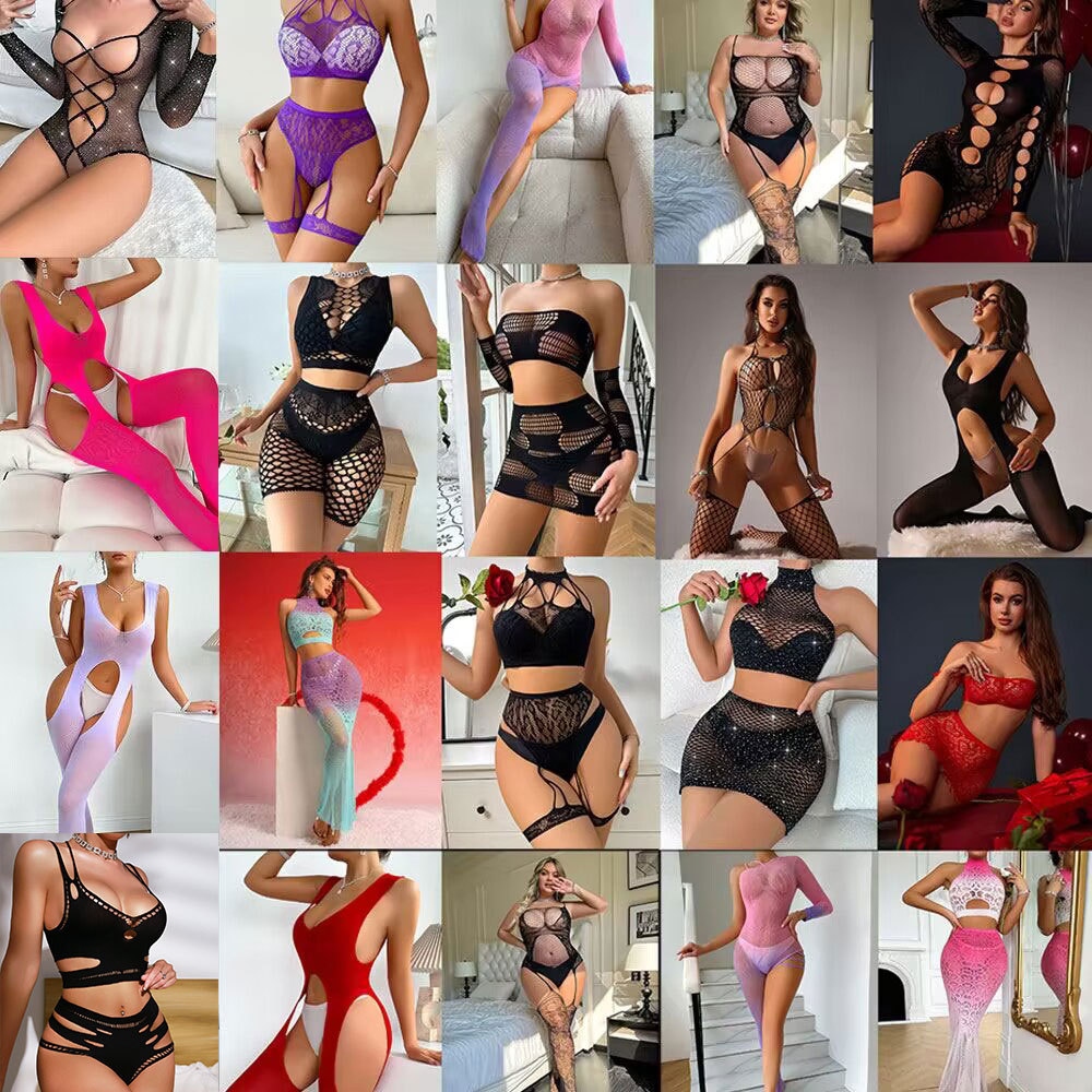 Explosions European and American style foreign trade sexy lingerie sexy one-piece mesh clothing explosions gradient hollow perspective passion mesh clothing