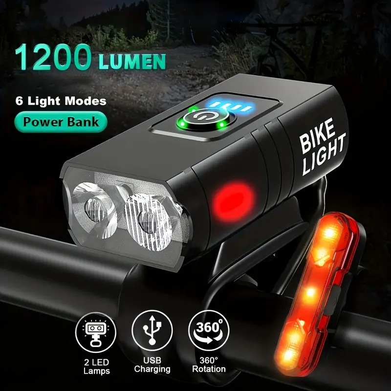 Bicycle Light Aluminum Alloy Headlight Strong Light Cycling Flashlight Equipment Night Cycling Road Mountain Bike Accessories Set Tail Light