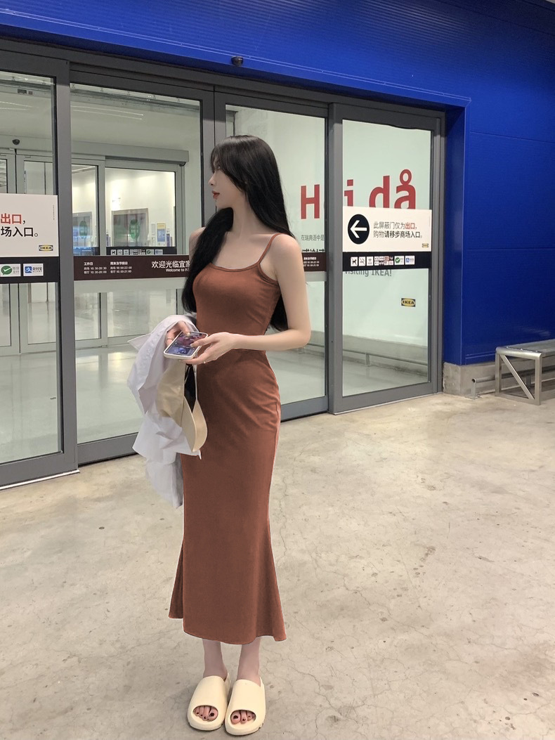 Picture of Suspender Dress for Women Summer Sleeveless Waist-Cinching Pure Lust Sexy Tight-Fitting Slimming Look High-End Hip-Hugging Sexy Tight Skirt