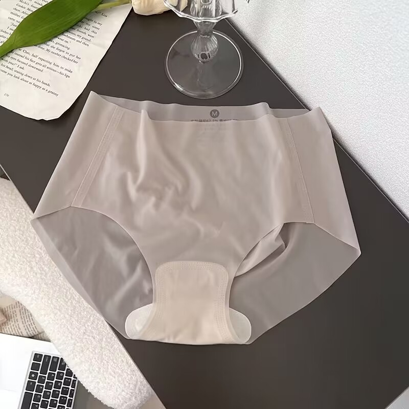 Picture of Nude Ultra-Thin Breathable Ice Silk Seamless Underwear for Women Invisible Mid-Waist Butt Lift Quick-Drying One-Piece Facial Mask Briefs