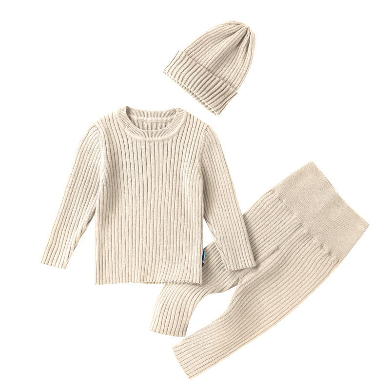 Picture of Baby's Knitted Sweater Three-Piece Set Baby's Sweater Warm Suit Base Bottoming Baby's Bottoming Sweater Pants Autumn and Winter