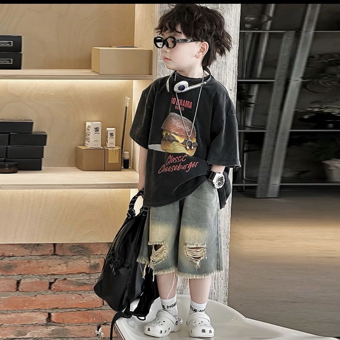 Boys Short-sleeved T-shirt Summer 2024 New Children's Summer Loose Casual American Half-sleeved Children's Fashion