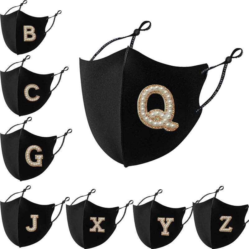 Picture of Pearl diamond mask autumn and winter new warm mask creative personality Pearl Rhinestone windproof cloth mask