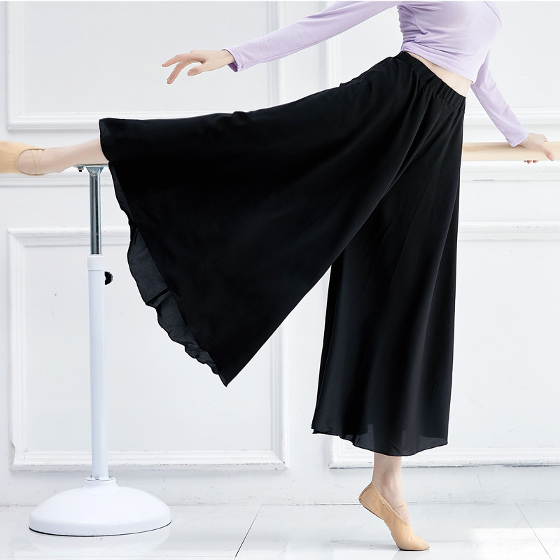 Picture of Dance Pants Modern Dance Clothing Wide-Leg Swing Body Female Adult Loose Satin Jazz Short-Sleeved Classical Chinese Practice