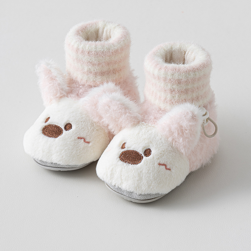 Picture of Fleece-lined thickened warmth for newborns, infants, boys, and babies, spring, autumn, and winter, with soft soles that don't feel uncomfortable, mid-calf