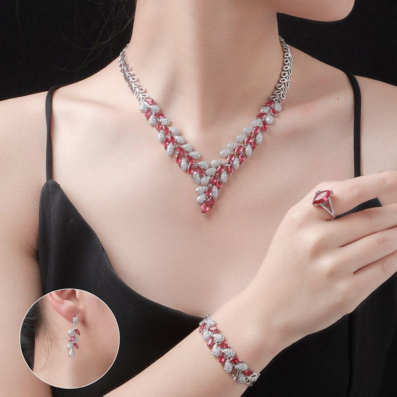 Cross-border Explosions Bride Jewelry Wheat Ears Earrings Women's Suit High-grade Sense Zircon Earrings Wedding Jewelry Wholesale Gift