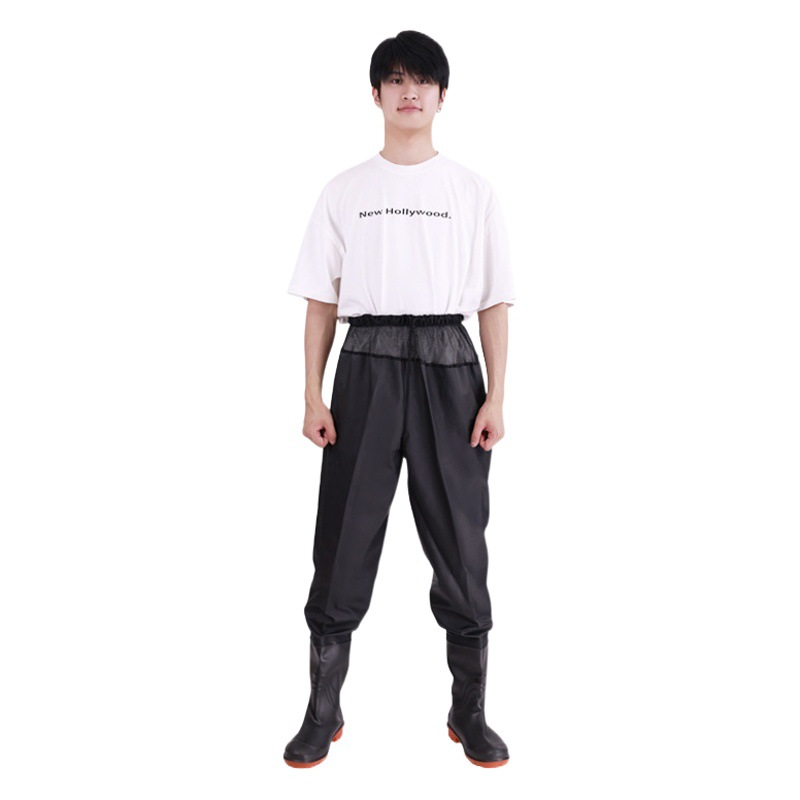 Thickened fleece-lined water pants half-body one-piece waterproof pants cotton water pants fish pants leather fork wear-resistant cotton warm fishing