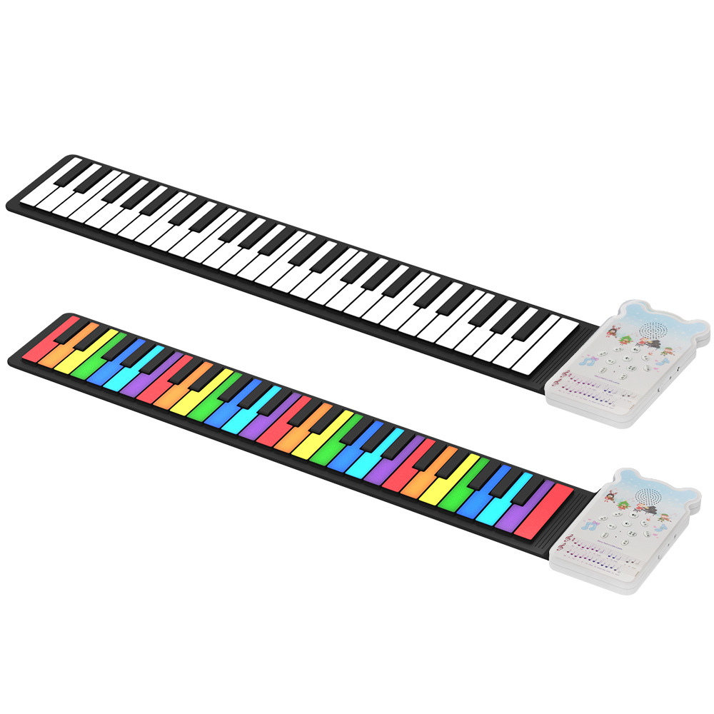 Picture of Hand-rolled piano 49-key children's electronic organ color rechargeable with audio speakers portable folding educational beginner version