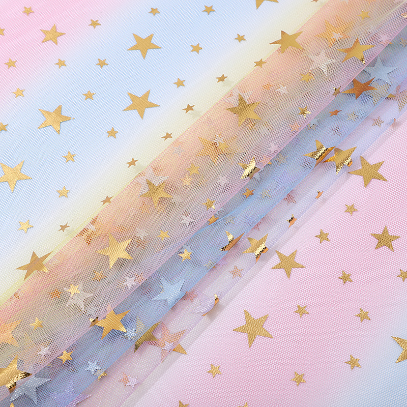 New Star Digital Printing Mesh Five-pointed Star Bronzing Mesh Children's Wear Toy Halloween Decoration Clothing Accessories