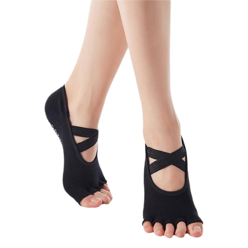 Cross-Border Yoga Socks with Cotton, Open-Toe, Comfortable for Adults, Indoor, Customizable, Fashionable Backless Five-Toe Socks That Don'T Smell Like Feet