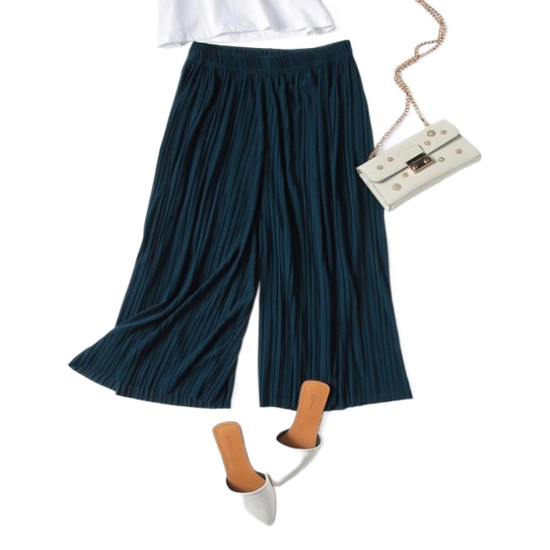Picture of Wide Leg Pants Pleated Chiffon High Waist Loose Skirt Pants Large Swing Draping Large Size Linky Spring and Summer Casual Pants Women's Ankle-length Pants