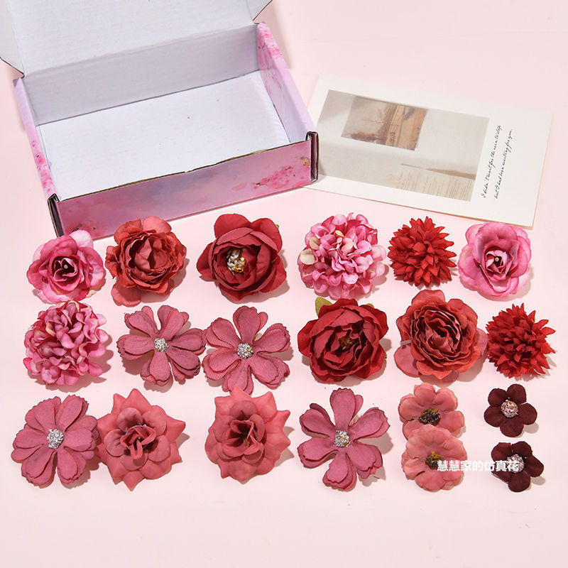 Picture of Simulation flower rose chrysanthemum lucky flower peony flower antique shooting Chinese clothing hair accessories diy pain bag material