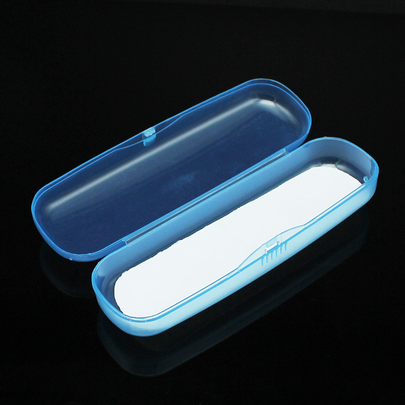 Picture of New Translucent Plastic Glasses Case Blue Transparent Reading Glasses Case Lightweight Pvc Hard Plastic Box Snap-On Storage