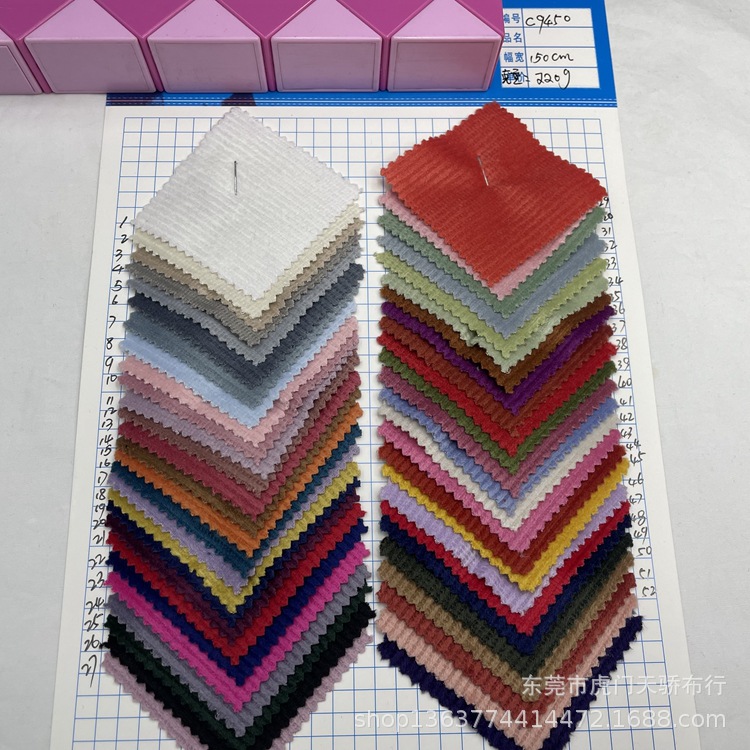 Spot woven polyester corduroy 220g polyester warp knitted 16 pit corduroy casual clothing shoes and hats fabric
