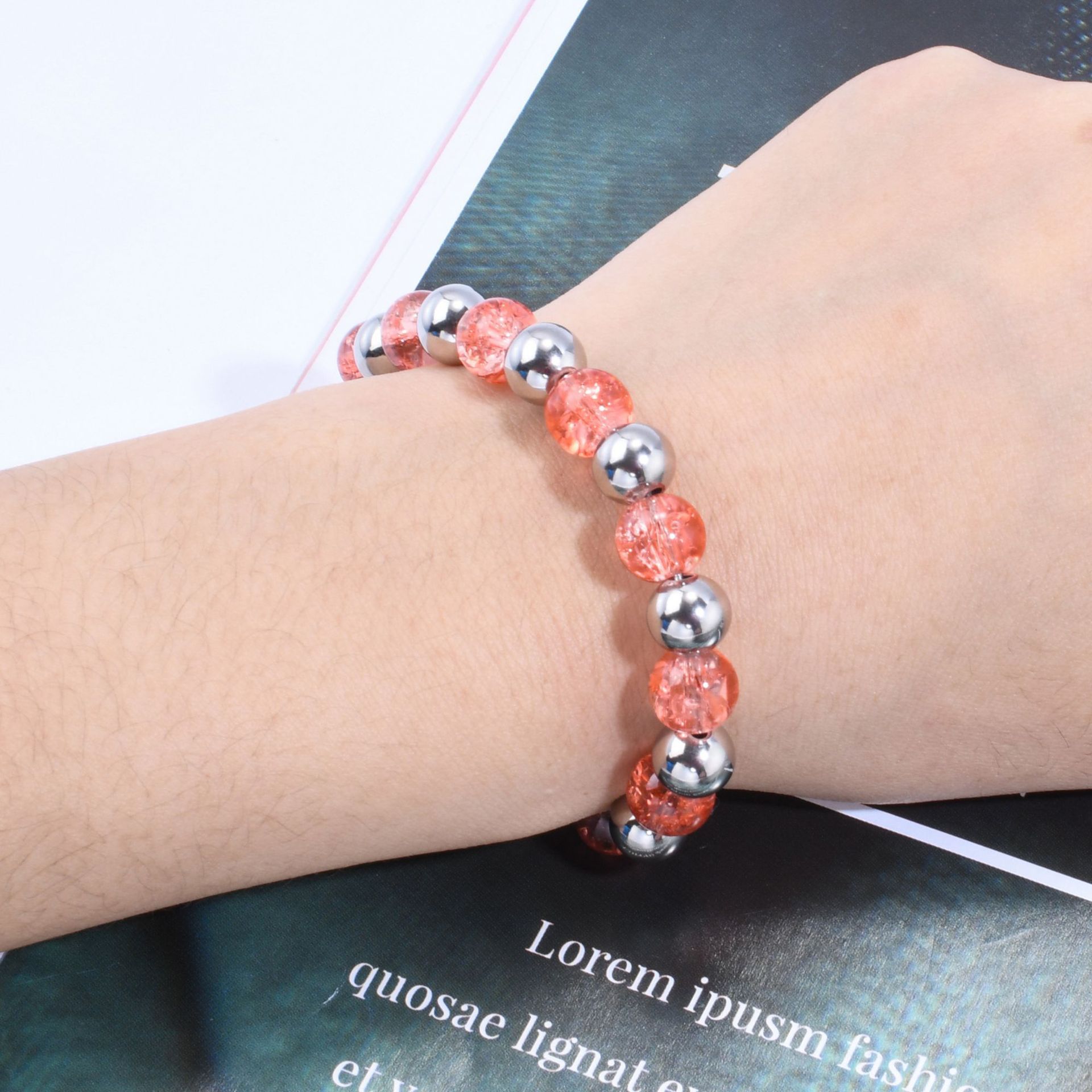 European and American Pearl Jewelry Women's Bracelet Women's Spliced Chain Strawberry Crystal Gravel Bracelet DIY Cross Love Bracelet