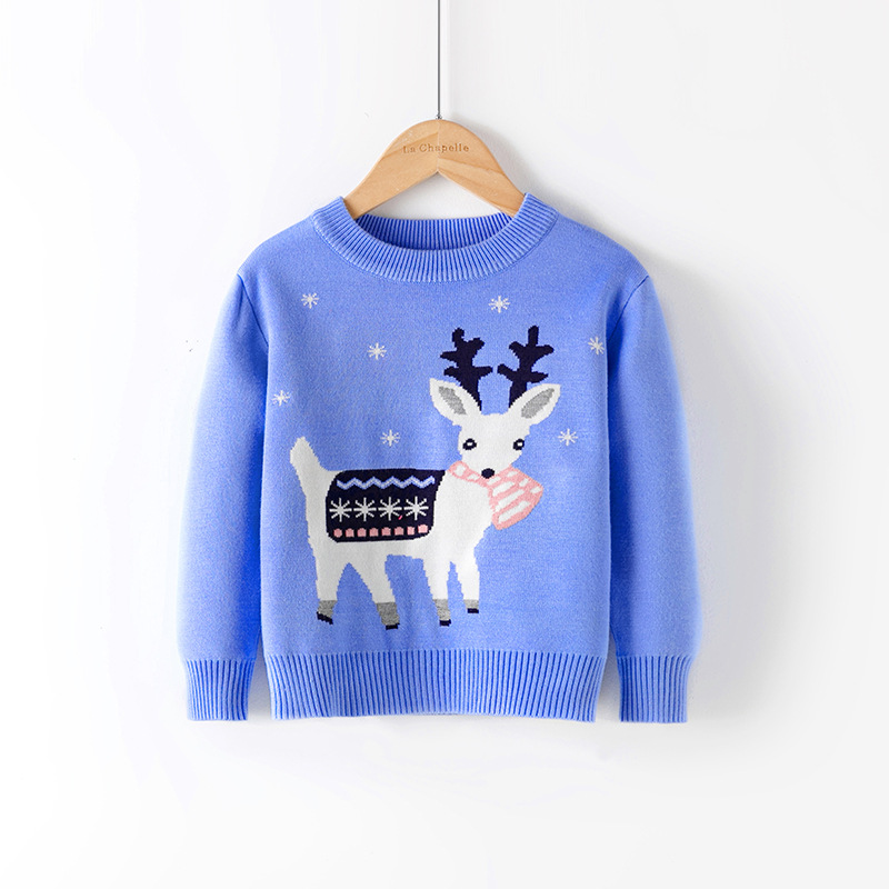 Picture of Factory wholesale boys' cartoon bottoming pullover girls' round neck Christmas sweater children's Korean-style European and American children's clothing