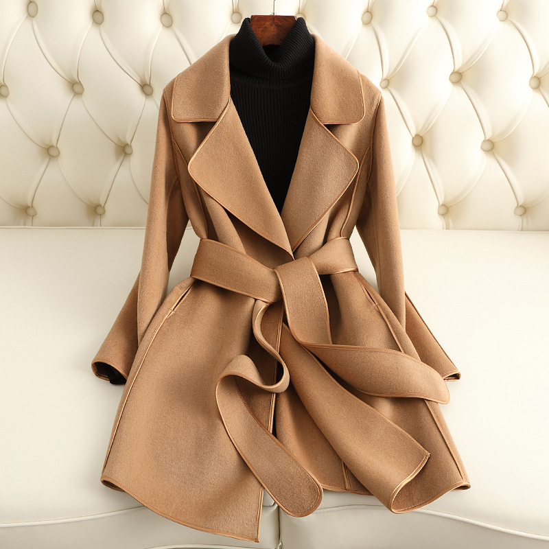Picture of 2025 New Double-Sided Cashmere Coat Women's Mid-Length Slim Small Fragrance Style Woolen Coat Women's High-End